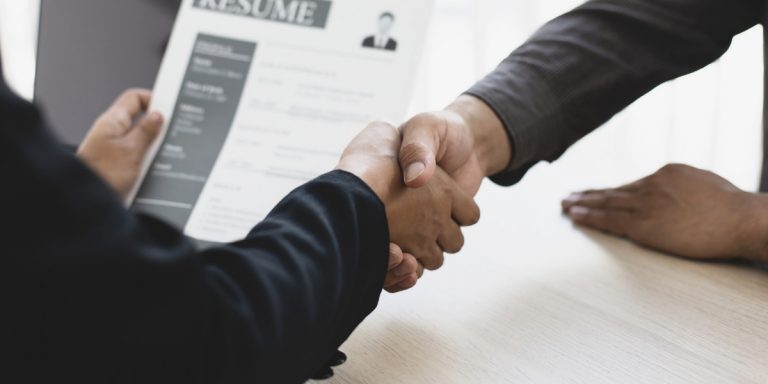 hiring handshake during interview
